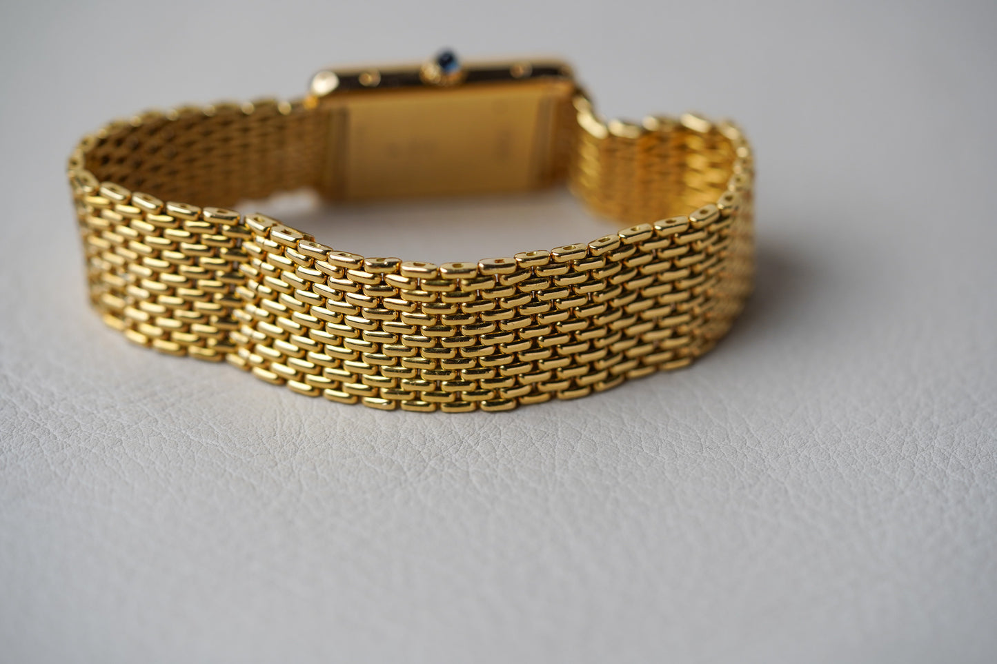Cartier Tank Louis 'PARIS' Dial 18K Yellow Gold Beads of Rice Bracelet 78086