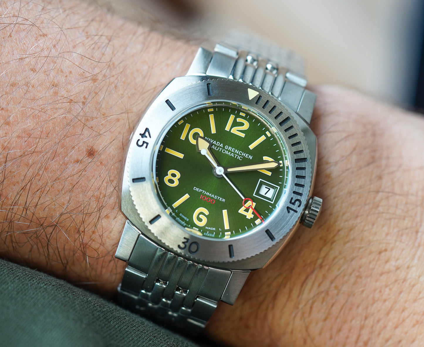 Nivada Grenchen Numerals Date Depthmaster Green BOR 14103A04