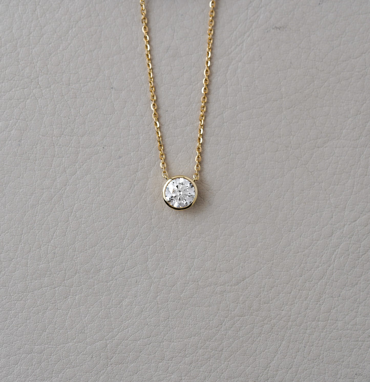 IGI Certified 1.02ct 14k Yellow Gold Lab Grown Diamond Solitaire Bezel Necklace 18"