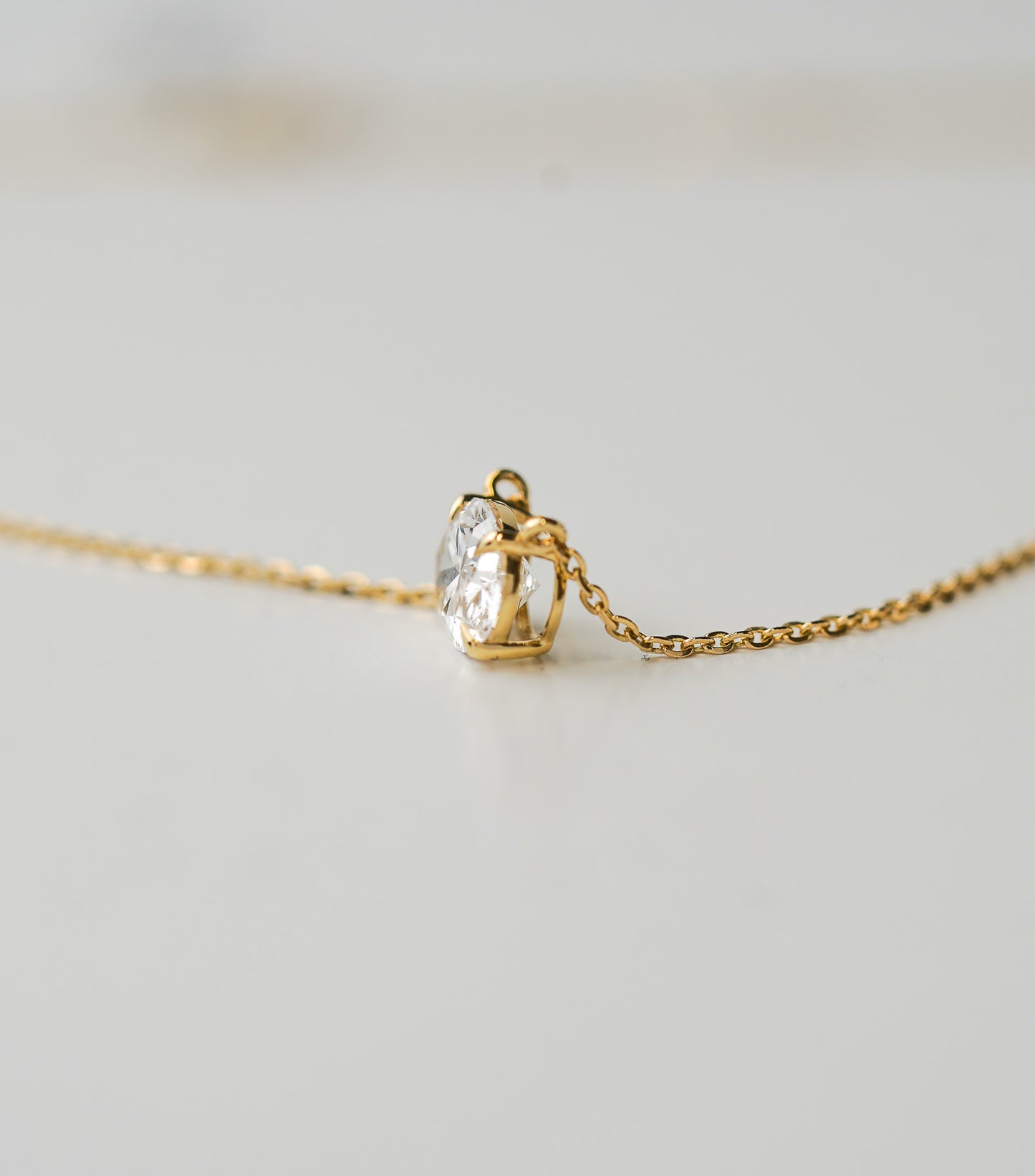 14k Yellow Gold 2.04ct Lab Grown Oval Diamond Solitaire Pendant Necklace