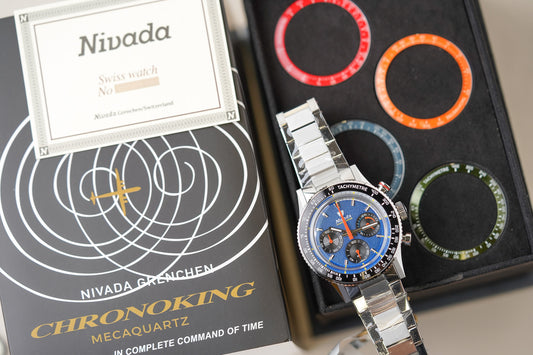 Nivada Grenchen Chronoking MecaQuartz Racing Blue INTER BEZEL 87050Q20