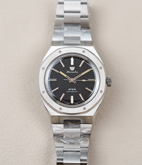 Nivada Grenchen F77 41mm Black Dial No Date 68041A77A – Belmont
