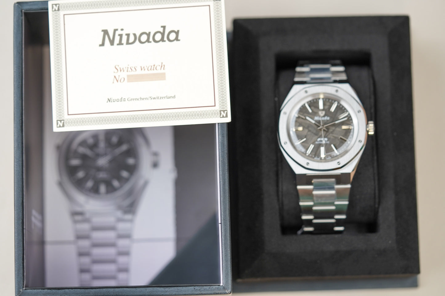 Nivada Grenchen F77 41mm Meteorite Dial No Date 68041A77C Steel