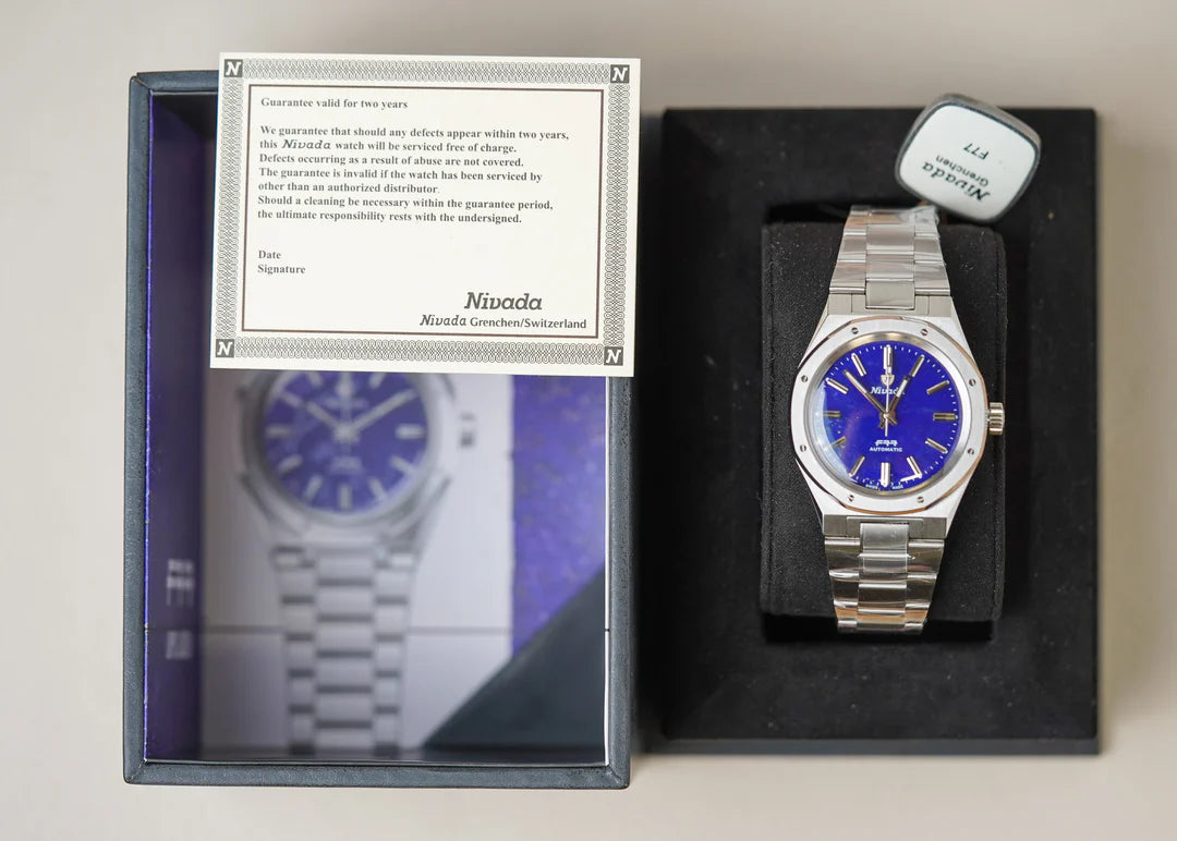 Nivada Grenchen F77 Stainless Steel Lapis Lazuli 68009A77