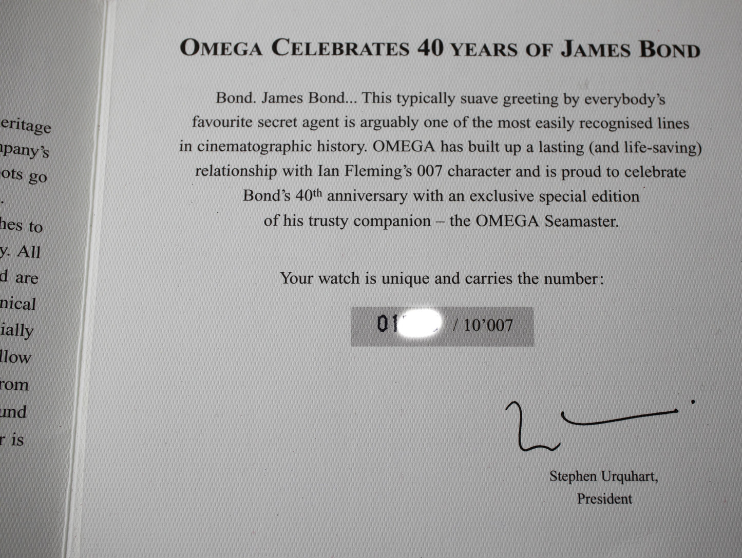 NOS Omega Seamaster 300m 007 James Bond 2537.80