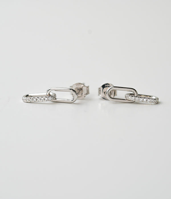 14k White Gold Lab Grown Diamond Paper Clips Earrings 0.20tcw