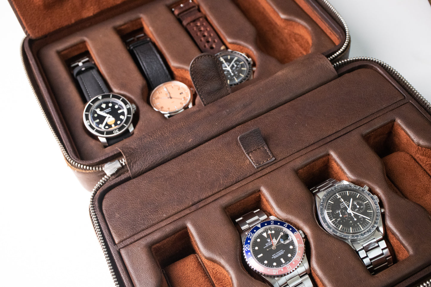Bulang & Sons Dark Brown Cognac Luxury Leather Watch Box