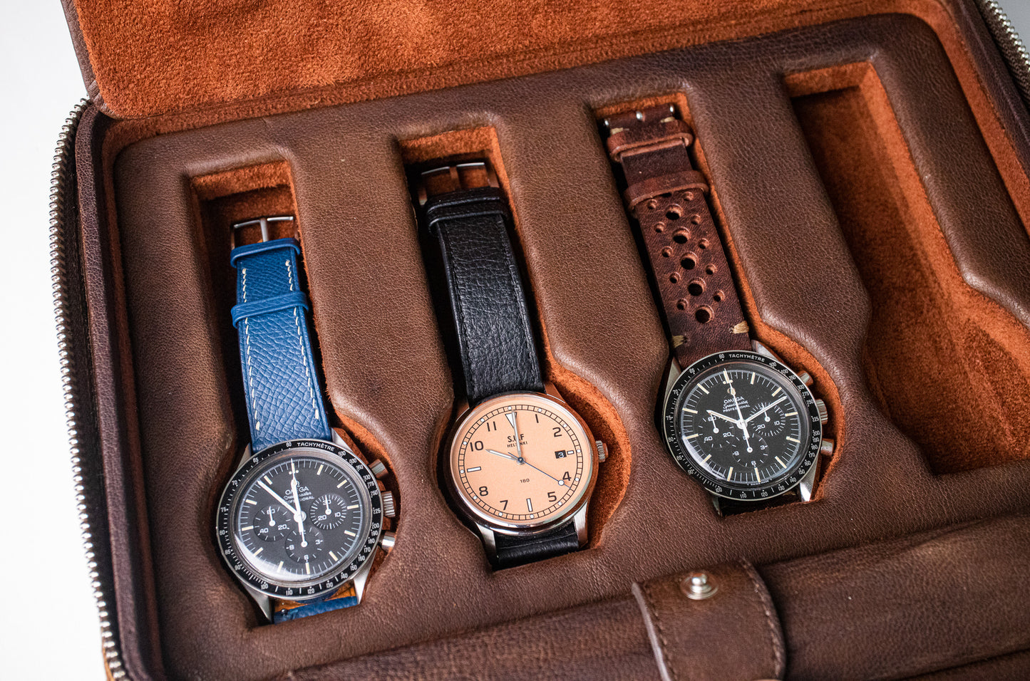 Bulang & Sons Dark Brown Cognac Luxury Leather Watch Box