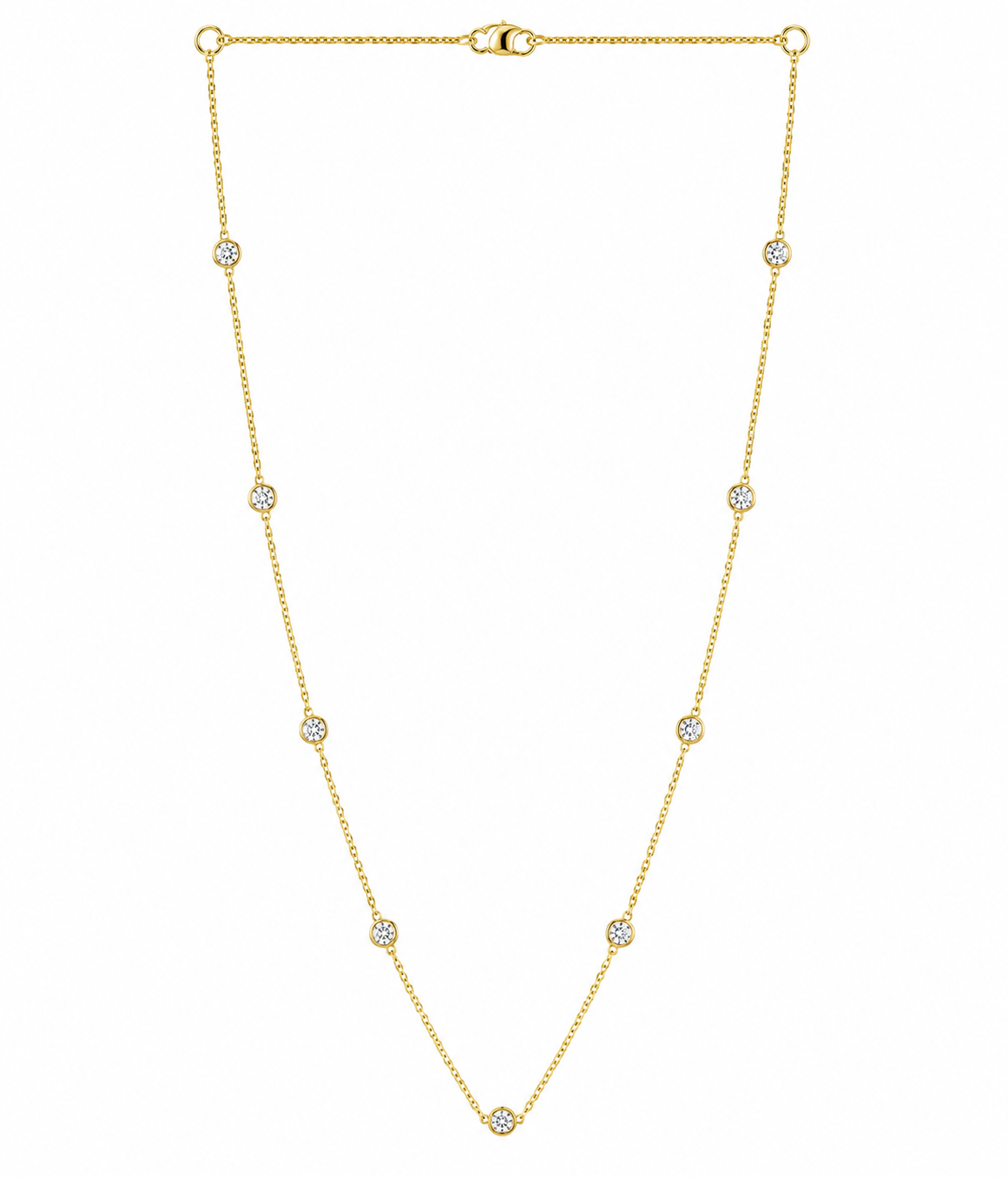1.05ctw 14k Yellow Gold Lab Grown Diamond Station Chain 18"