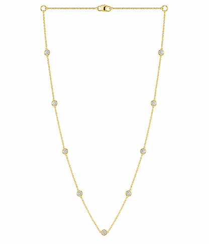 1.05ctw 14k Yellow Gold Lab Grown Diamond Station Chain 18"