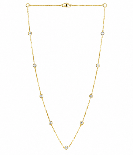1.05ctw 14k Yellow Gold Lab Grown Diamond Station Chain 18"
