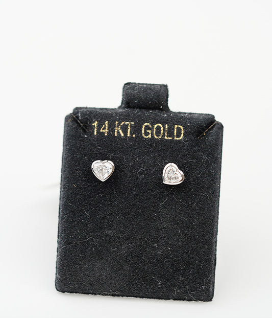 14k White Gold 0.51tcw Heart Lab Grown Diamond Bezel Set Stud Earrings