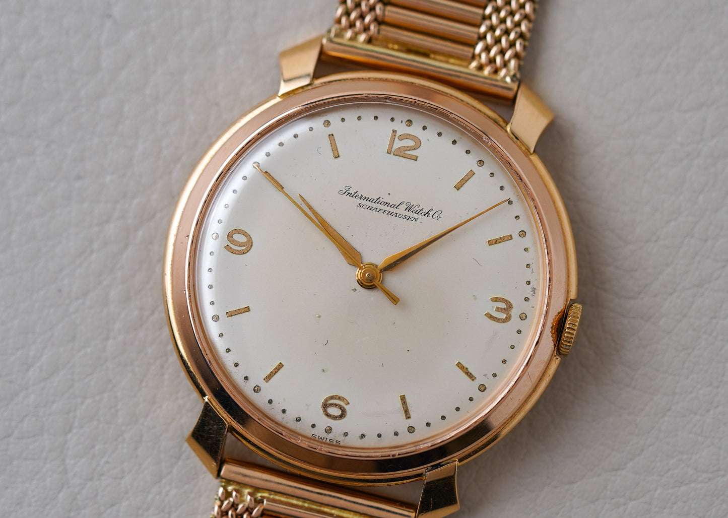 1960's IWC 18k Rose Gold Dress Watch Ref. 89 14k Rose Gold Bracelet