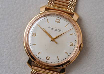 1960's IWC 18k Rose Gold Dress Watch Ref. 89 14k Rose Gold Bracelet
