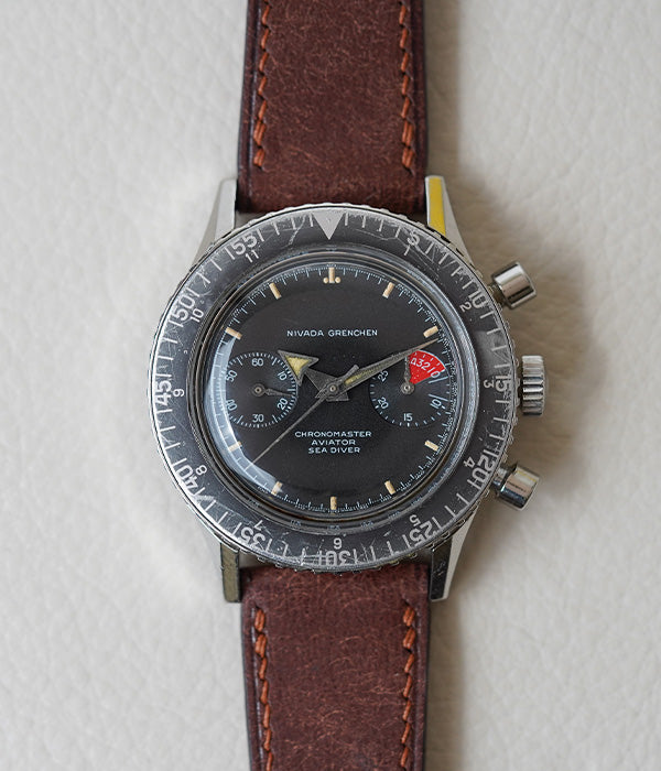 1960's Nivada Grenchen Aviator Sea Diver Chronograph 9989-8222