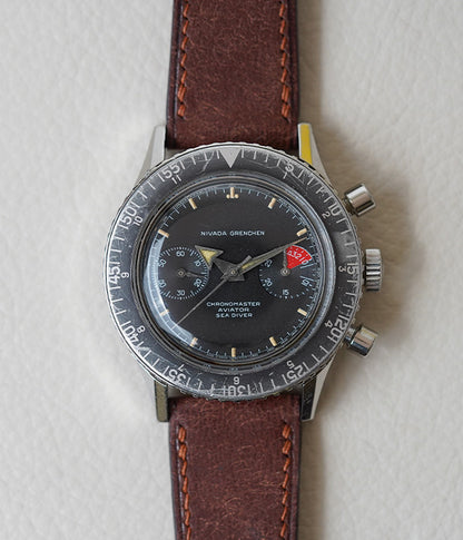1960's Nivada Grenchen Aviator Sea Diver Chronograph 9989-8222
