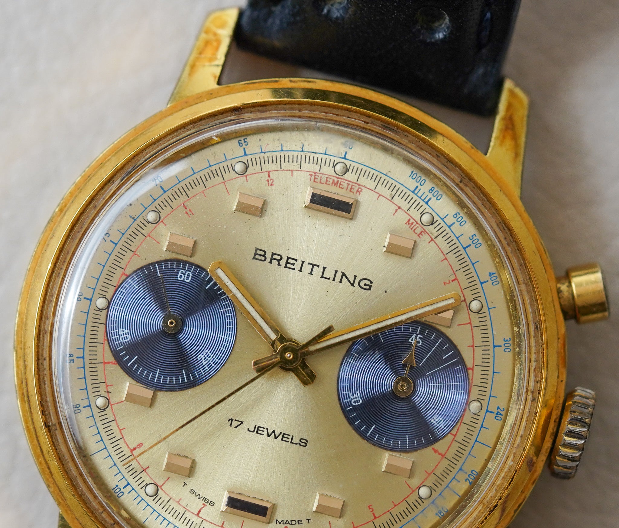 1970's Breitling Chronograph "Blue Eyed Panda" 9122
