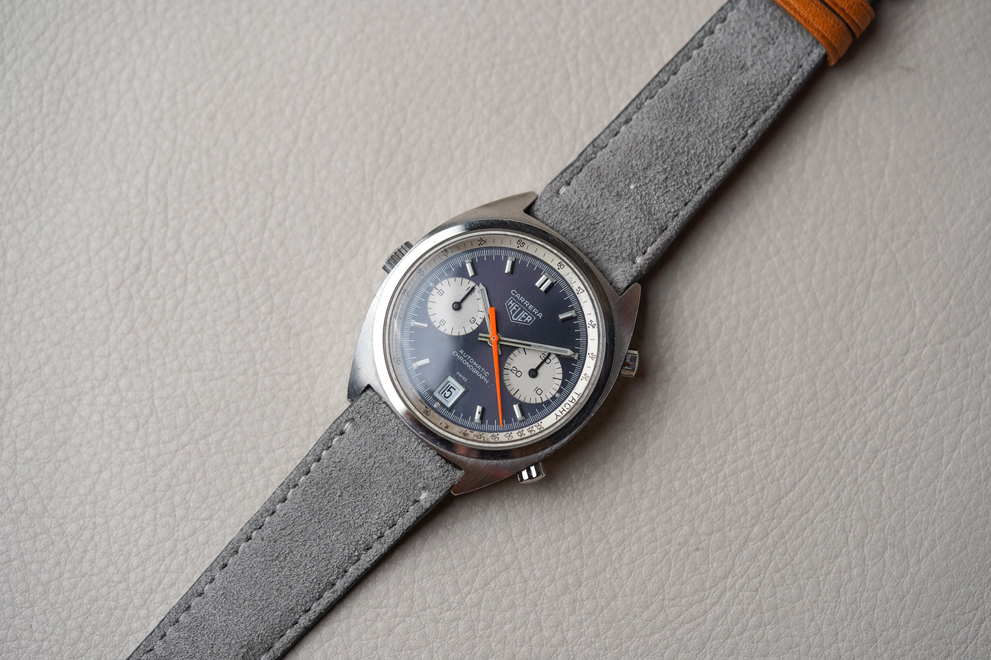 1970's Heuer Carrera 1153 Blue Dial