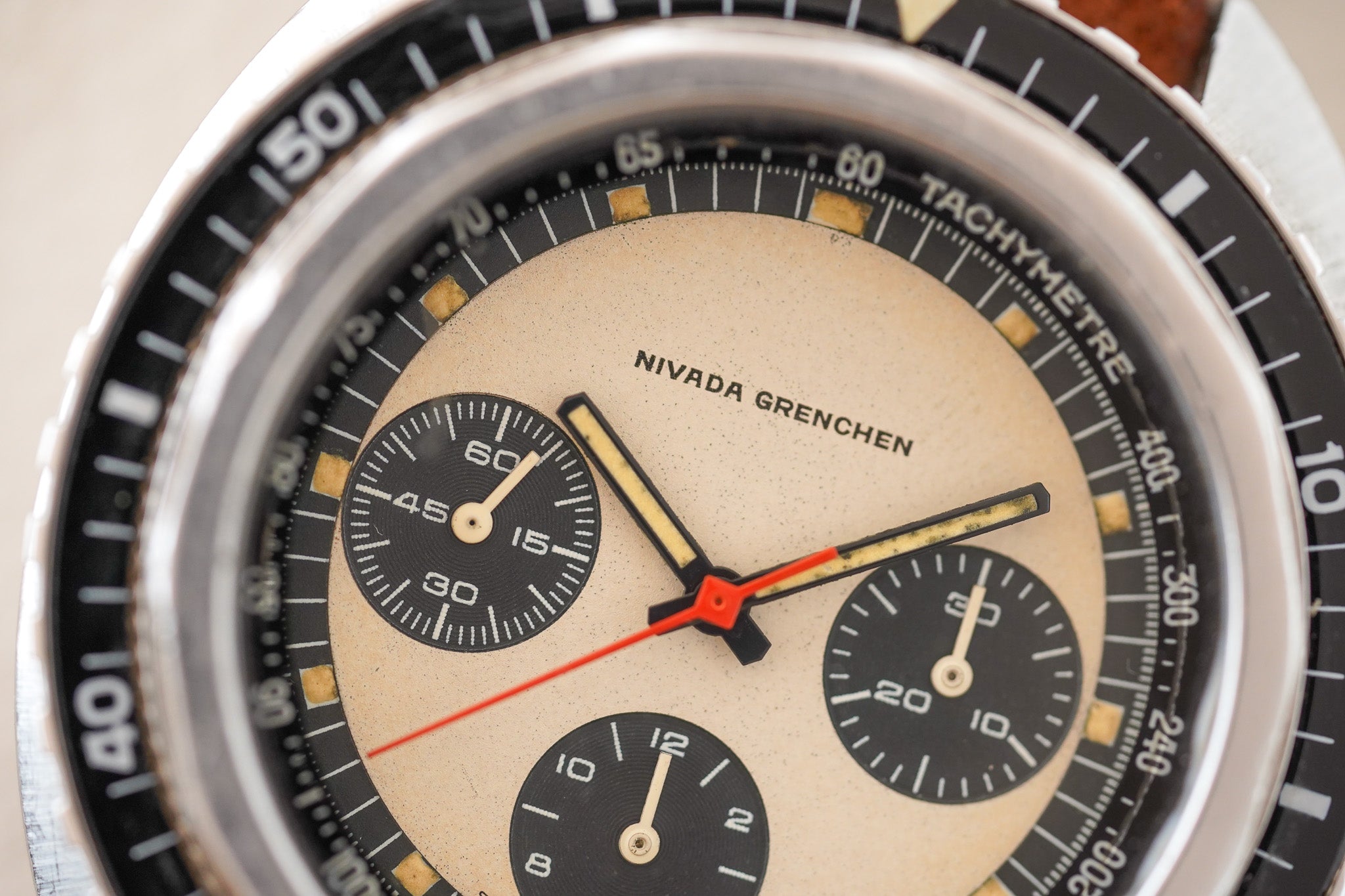 1970's Nivada Grenchen Chronograph Panda Dial