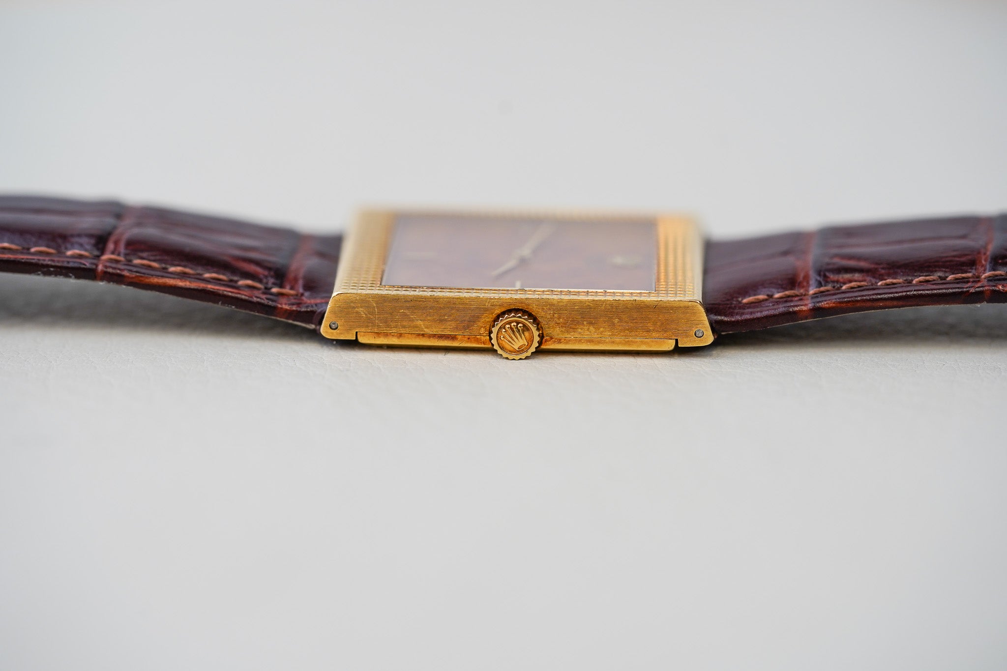 1976 Rolex Cellini 4127 18k Yellow Gold Burl Wood Dial