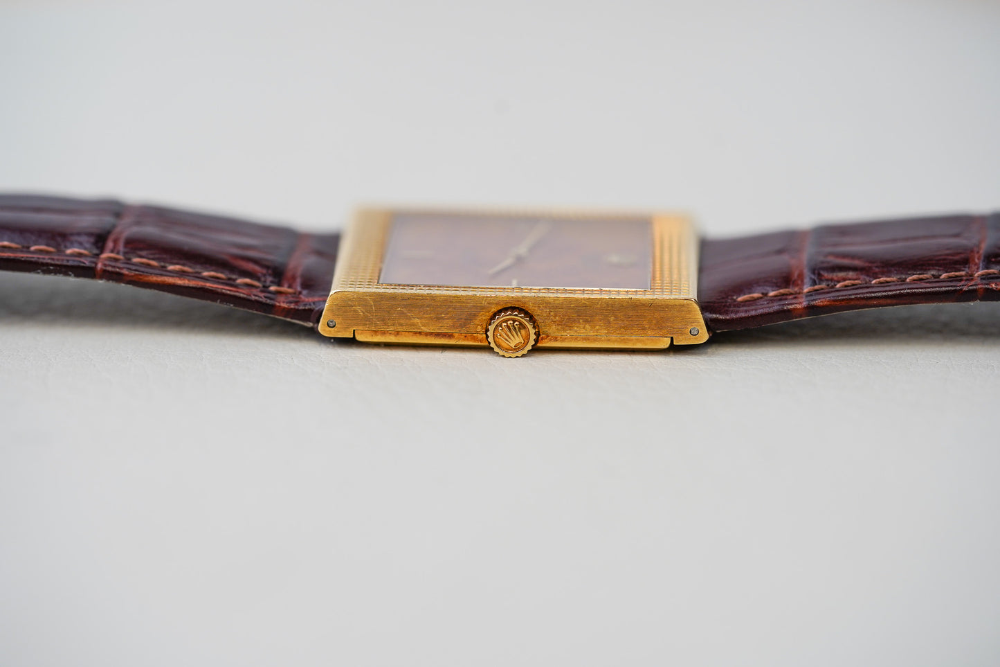1976 Rolex Cellini 4127 18k Yellow Gold Burl Wood Dial