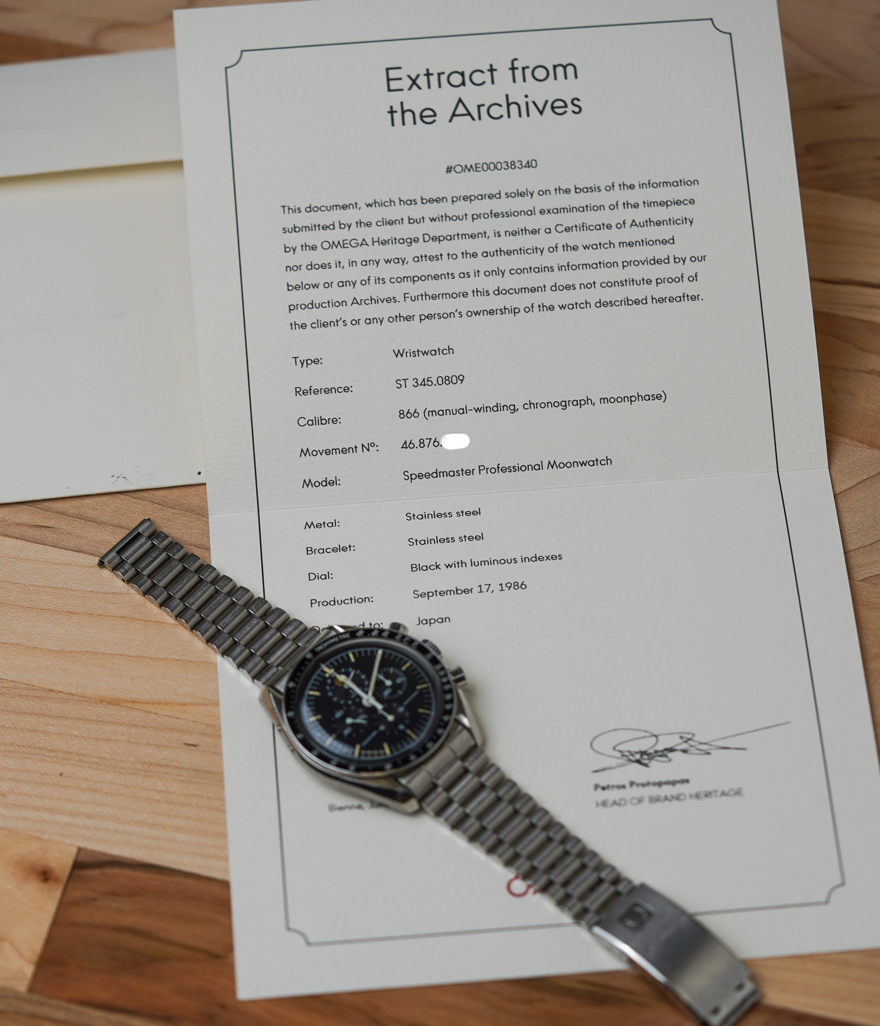 1986 Omega Speedymoon 'Big Moon' 345.0809 Speedmaster