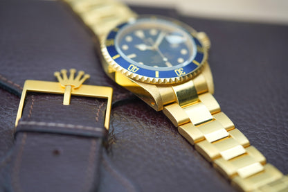 1990 Rolex Submariner 18K Yellow Gold 16618 'Blusey'