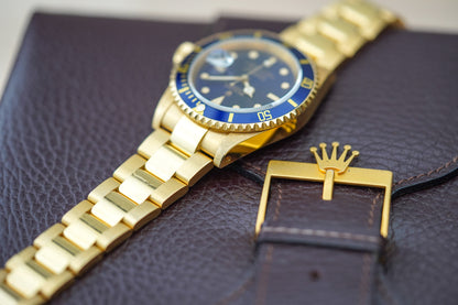 1990 Rolex Submariner 18K Yellow Gold 16618 'Blusey'