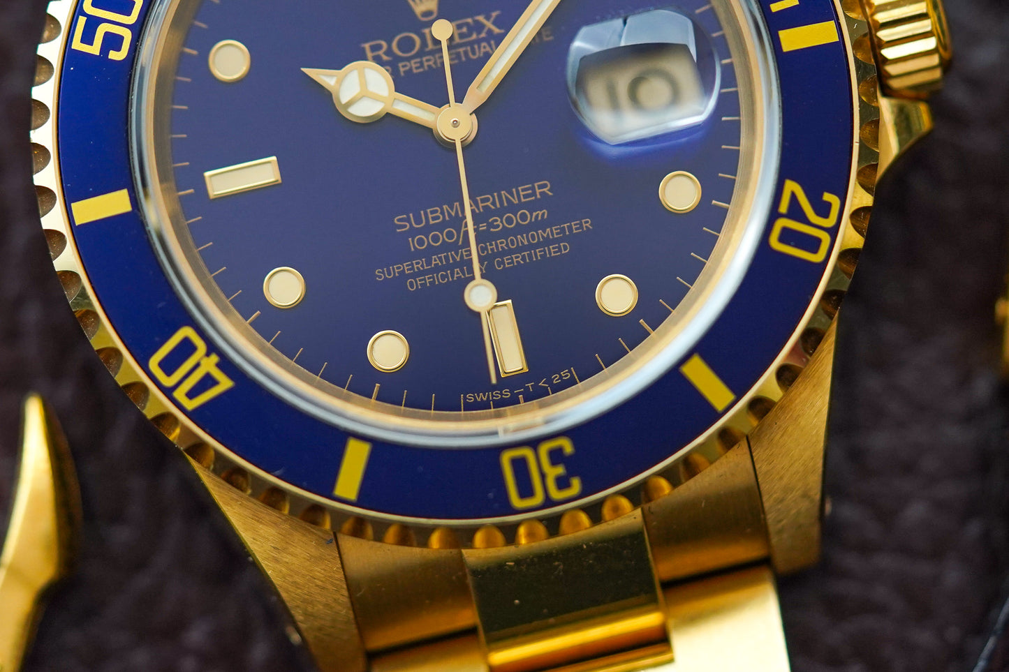 1990 Rolex Submariner 18K Yellow Gold 16618 'Blusey'