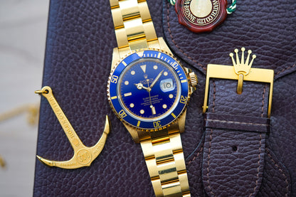 1990 Rolex Submariner 18K Yellow Gold 16618 'Blusey'