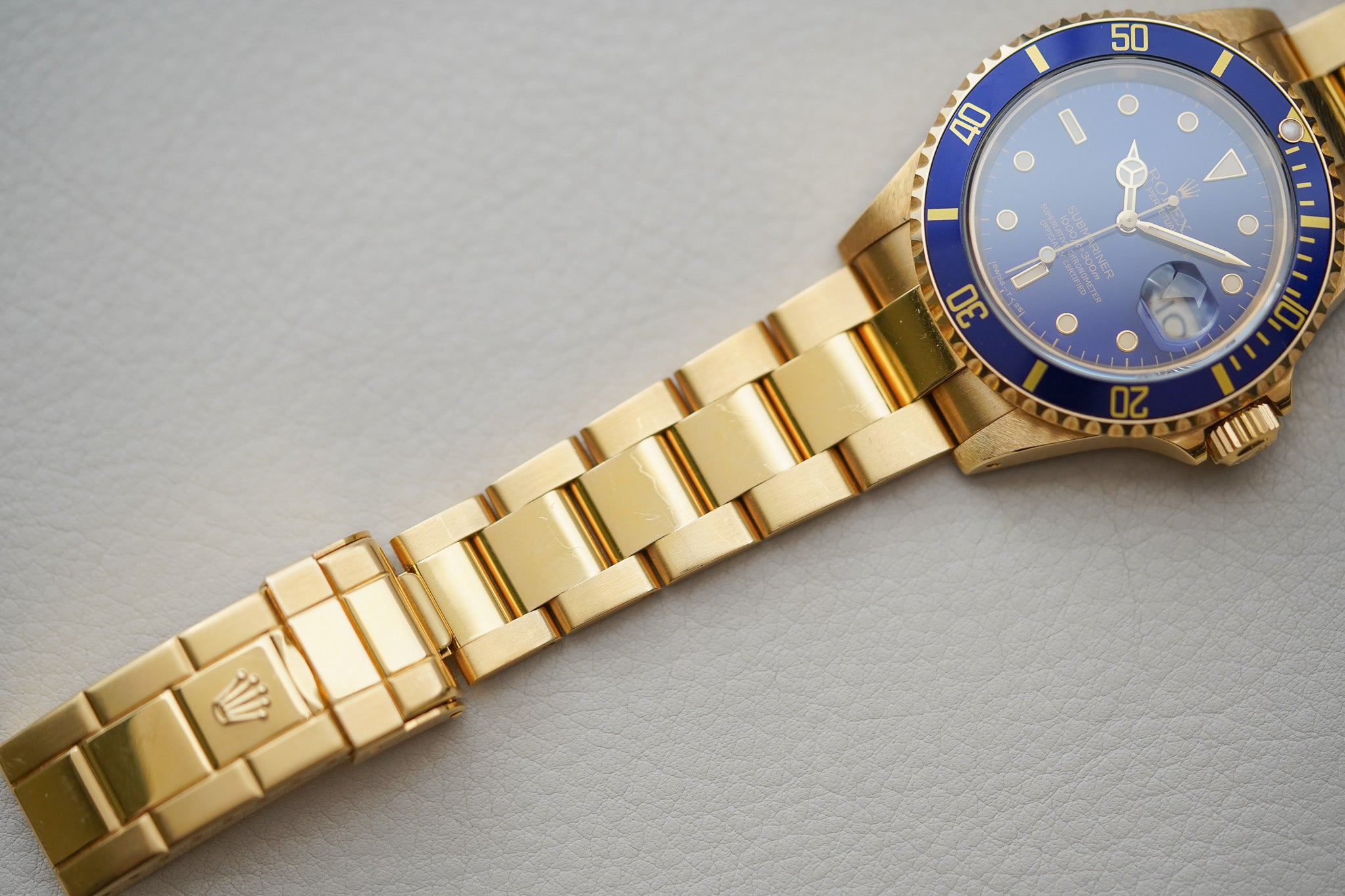 1990 Rolex Submariner 18K Yellow Gold 16618 'Blusey'