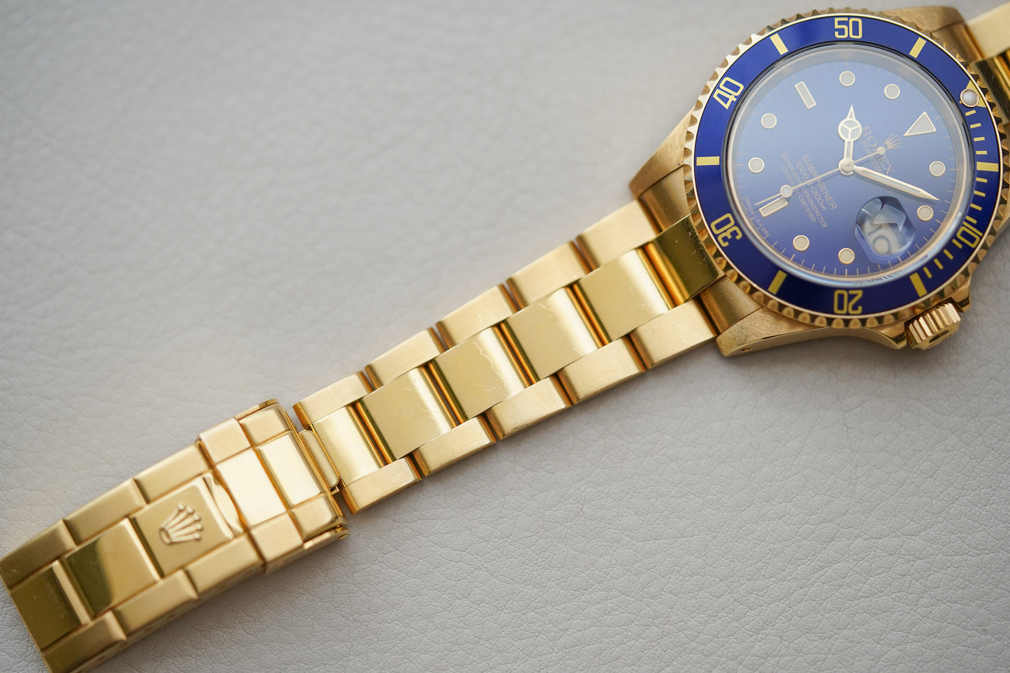 1990 Rolex Submariner 18K Yellow Gold 16618 'Blusey'