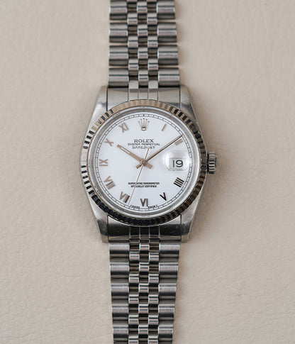 1991 Rolex Datejust 16234 'Skinny' White Roman Dial