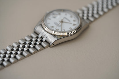 1991 Rolex Datejust 16234 'Skinny' White Roman Dial