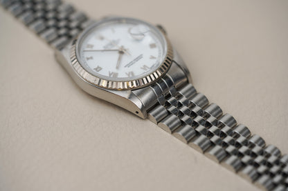 1991 Rolex Datejust 16234 'Skinny' White Roman Dial