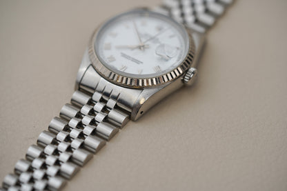 1991 Rolex Datejust 16234 'Skinny' White Roman Dial