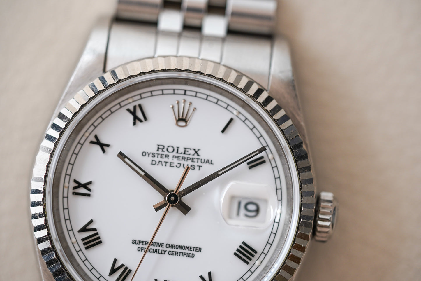1991 Rolex Datejust 16234 'Skinny' White Roman Dial