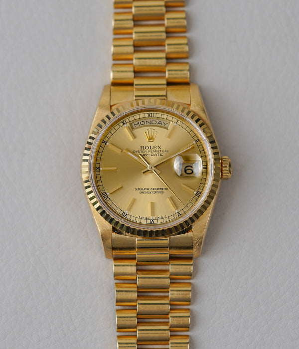 1993 Rolex Day-Date 18238 Champagne Stick Dial