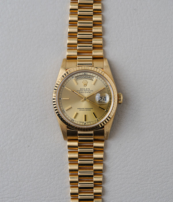 1995 Rolex Day-Date 18238 Champagne Stick Dial