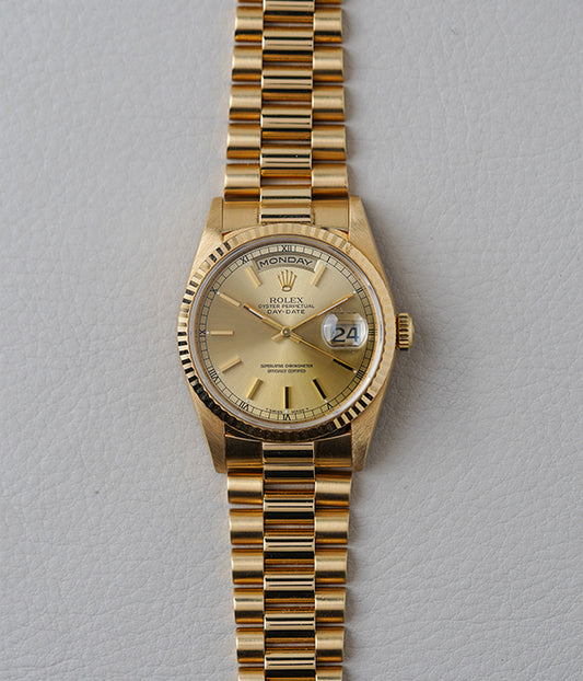 1995 Rolex Day-Date 18238 Champagne Stick Dial