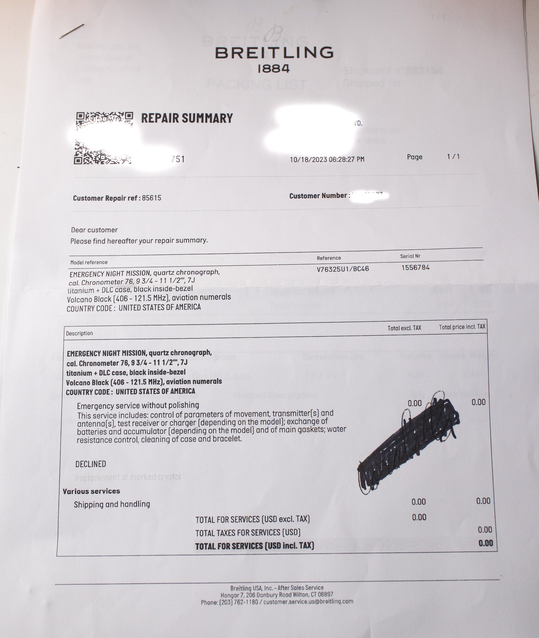 Breitling Emergency Night Vision V76325221B1S1