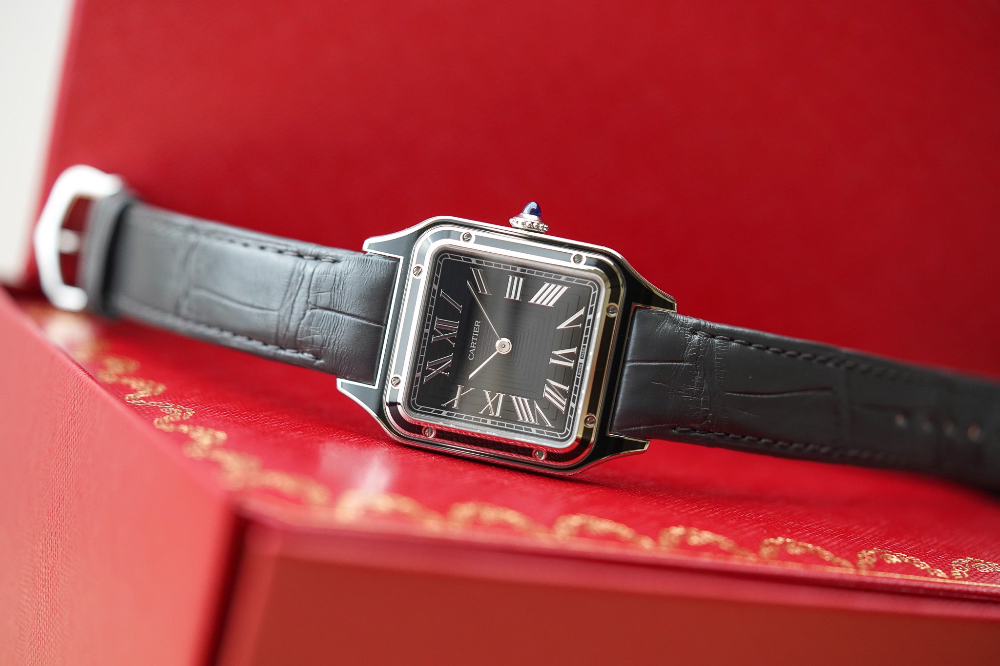 Cartier Santos Dumont Black Lacquer Large WSSA0046