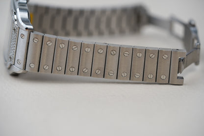 Cartier Santos Medium Blue Dial Diamond Bezel W4SA0006