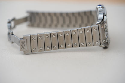 Cartier Santos Medium Blue Dial Diamond Bezel W4SA0006