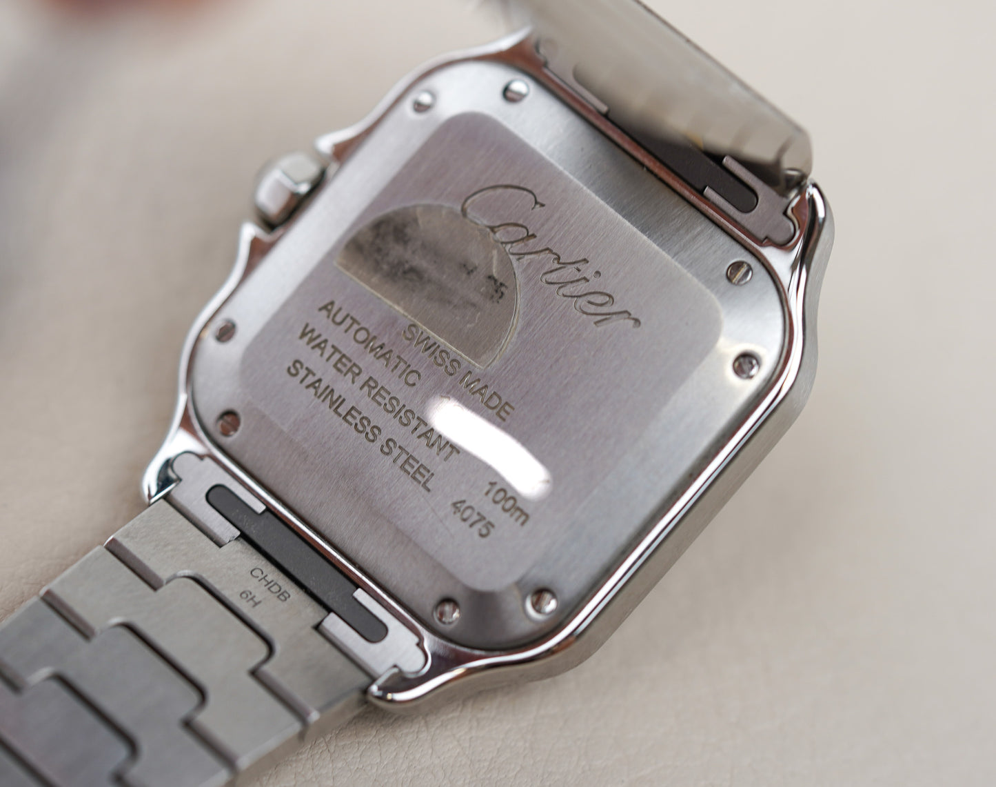 Cartier Santos Medium Blue Dial Diamond Bezel W4SA0006