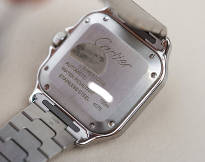 Cartier Santos Medium Blue Dial Diamond Bezel W4SA0006