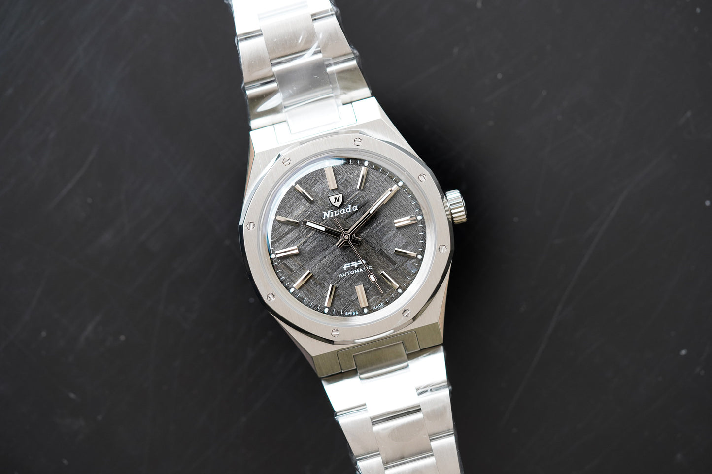 Nivada Grenchen F77 Stainless Steel Meteorite Dial 68016A77