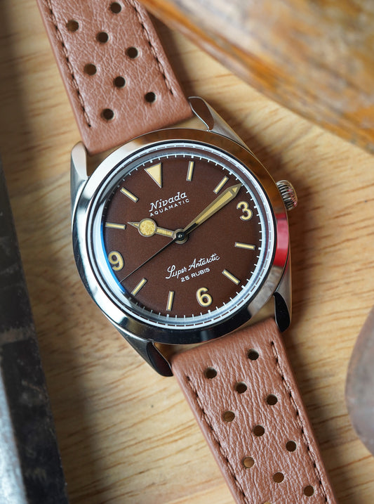Nivada Grenchen Super Antarctic 3.6.9 Tropical on Brown Racing Strap 32031A23