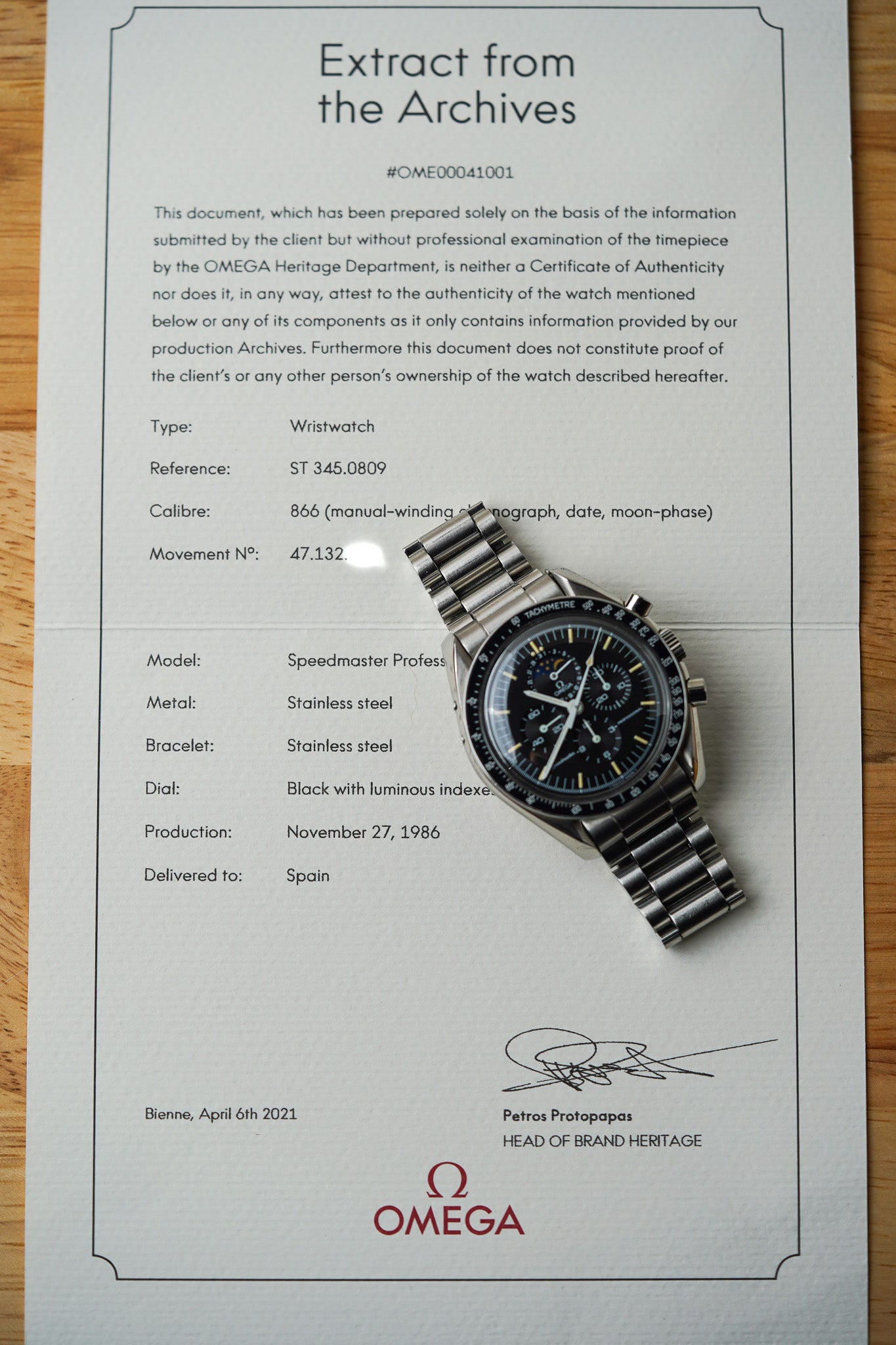 1986 Omega Speedymoon 'Small Moon' 345.0809 Speedmaster