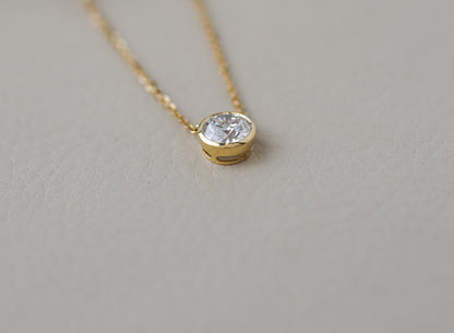 IGI Certified 1.02ct 14k Yellow Gold Lab Grown Diamond Solitaire Bezel Necklace 18"